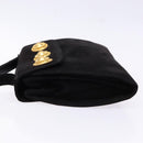 LOEWE Shoulder Bag Suede Black Gold Auth BA5507-4