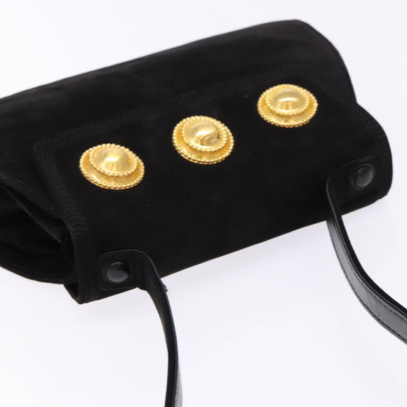LOEWE Shoulder Bag Suede Black Gold Auth BA5507