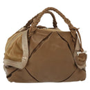 Salvatore Ferragamo Hand Bag Leather Brown Silver Auth BA5508-1