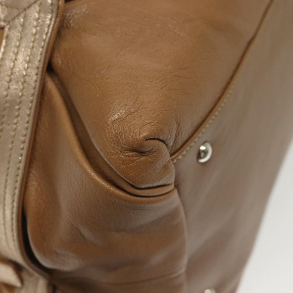 Salvatore Ferragamo Hand Bag Leather Brown Silver Auth BA5508