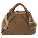 Salvatore Ferragamo Hand Bag Leather Brown Silver Auth BA5508-2