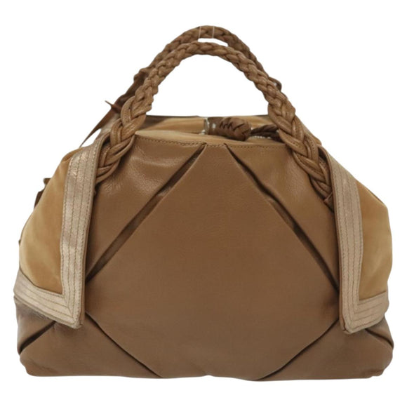 Salvatore Ferragamo Hand Bag Leather Brown Silver Auth BA5508