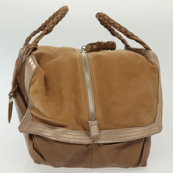 Salvatore Ferragamo Hand Bag Leather Brown Silver Auth BA5508