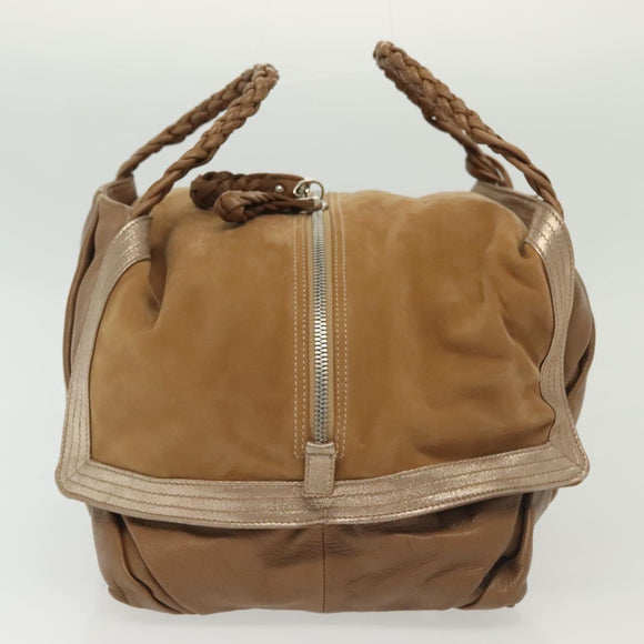 Salvatore Ferragamo Hand Bag Leather Brown Silver Auth BA5508