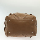 Salvatore Ferragamo Hand Bag Leather Brown Silver Auth BA5508-9