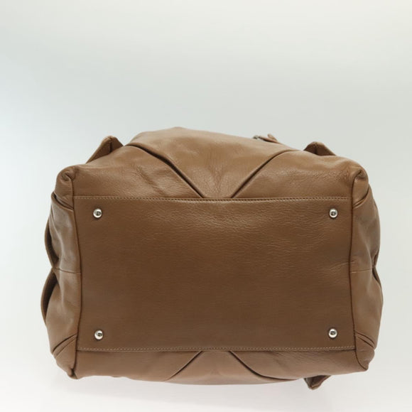 Salvatore Ferragamo Hand Bag Leather Brown Silver Auth BA5508