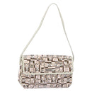 Salvatore Ferragamo Accessory Pouch PVC Beige Silver Auth BA5509-1