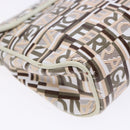 Salvatore Ferragamo Accessory Pouch PVC Beige Silver Auth BA5509-16