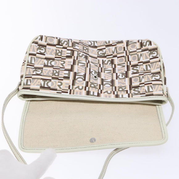Salvatore Ferragamo Accessoirebeutel PVC Beige Silber Auth BA5509