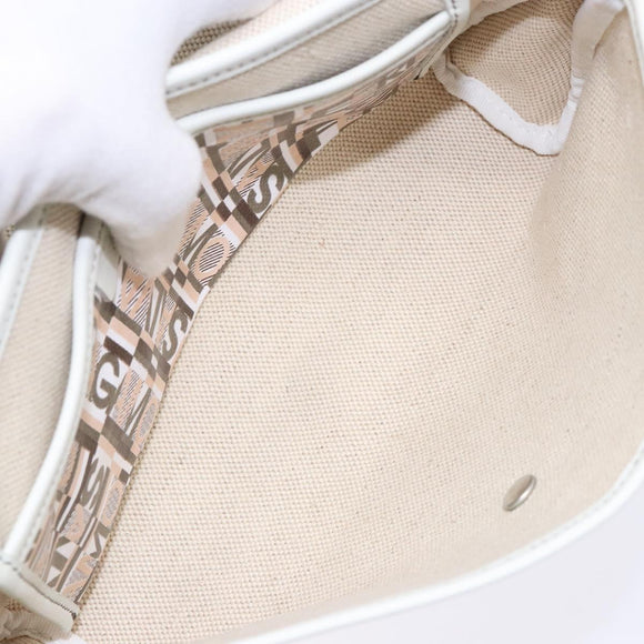 Salvatore Ferragamo Accessory Pouch PVC Beige Silver Auth BA5509