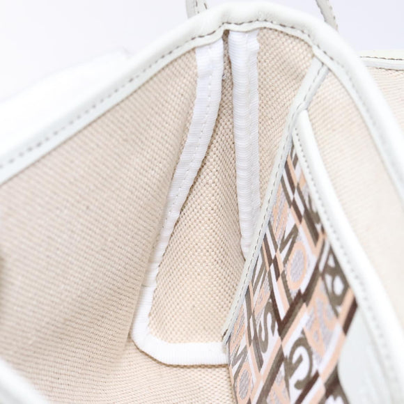 Salvatore Ferragamo Accessory Pouch PVC Beige Silver Auth BA5509