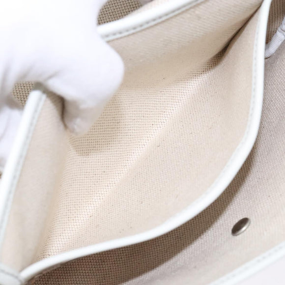 Salvatore Ferragamo Accessory Pouch PVC Beige Silver Auth BA5509