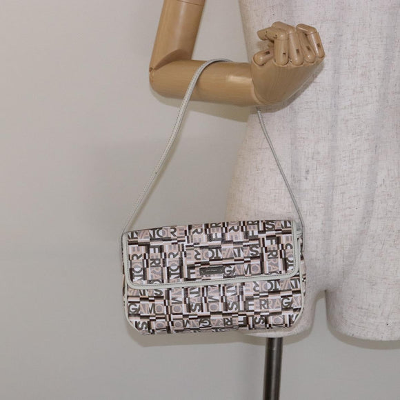 Salvatore Ferragamo Accessory Pouch PVC Beige Silver Auth BA5509