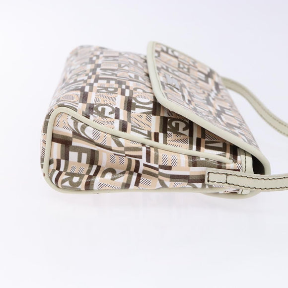 Salvatore Ferragamo Accessory Pouch PVC Beige Silver Auth BA5509