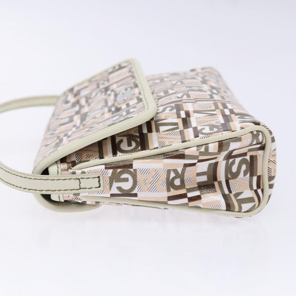 Salvatore Ferragamo Accessory Pouch PVC Beige Silver Auth BA5509