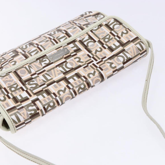 Salvatore Ferragamo Accessory Pouch PVC Beige Silver Auth BA5509