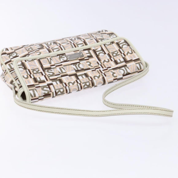 Salvatore Ferragamo Accessoirebeutel PVC Beige Silber Auth BA5509