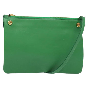 CELINE Trio Shoulder Bag Leather Green Gold Auth BA5510