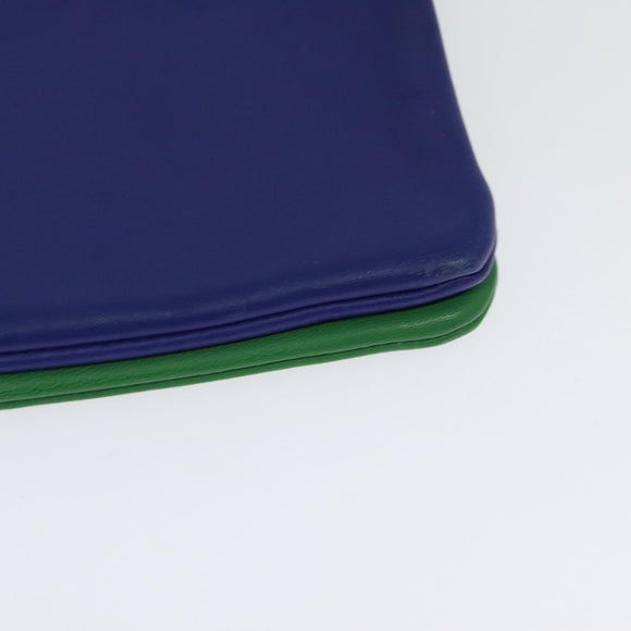 CELINE Trio Shoulder Bag Leather Green Gold Auth BA5510