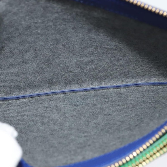 CELINE Trio Shoulder Bag Leather Green Gold Auth BA5510