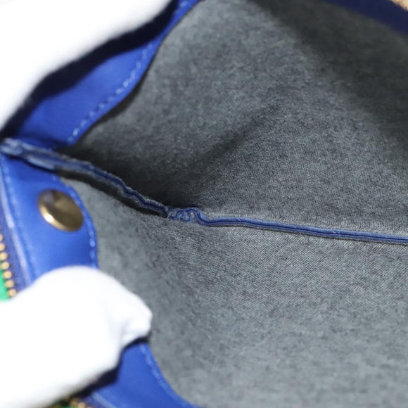 CELINE Trio Shoulder Bag Leather Green Gold Auth BA5510