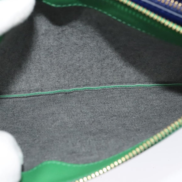 CELINE Trio Shoulder Bag Leather Green Gold Auth BA5510