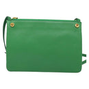 CELINE Trio Shoulder Bag Leather Green Gold Auth BA5510-13