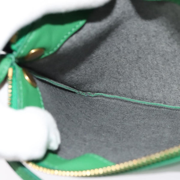 CELINE Trio Shoulder Bag Leather Green Gold Auth BA5510