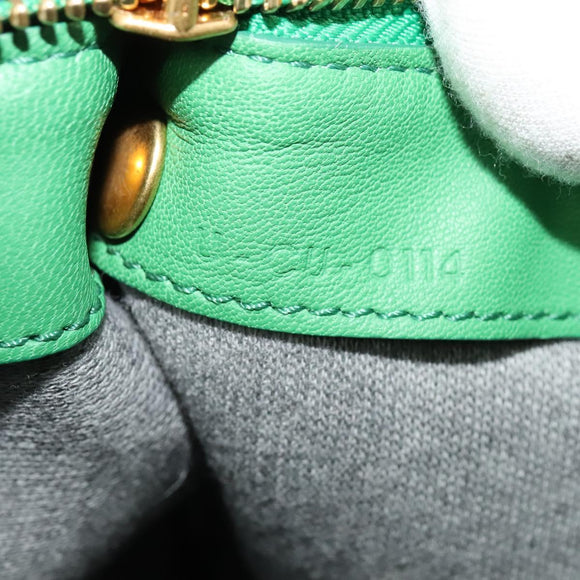 CELINE Trio Shoulder Bag Leather Green Gold Auth BA5510
