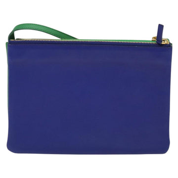 CELINE Trio Shoulder Bag Leather Green Gold Auth BA5510 - 0