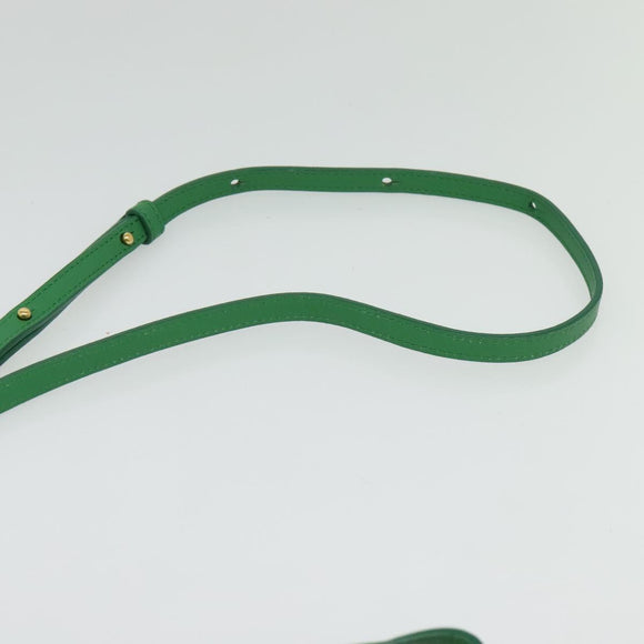 CELINE Trio Shoulder Bag Leather Green Gold Auth BA5510