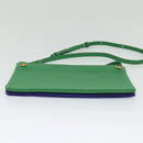 CELINE Trio Shoulder Bag Leather Green Gold Auth BA5510-5