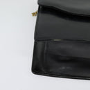 GUCCI Chain Shoulder Bag Leather Vintage Black Gold Auth BA5518-8