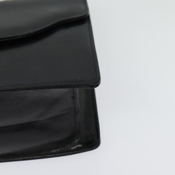 GUCCI Chain Shoulder Bag Leather Vintage Black Gold Auth BA5518