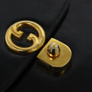 GUCCI Chain Shoulder Bag Leather Vintage Black Gold Auth BA5518-9