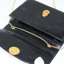 GUCCI Chain Shoulder Bag Leather Vintage Black Gold Auth BA5518-10