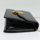 GUCCI Chain Shoulder Bag Leather Vintage Black Gold Auth BA5518-4
