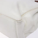 CHANEL COCO Mark Hand Bag Caviar Skin White Gold CC Auth BA5529-14