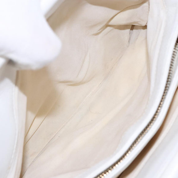 CHANEL COCO Mark Hand Bag Caviar Skin White Gold CC Auth BA5529