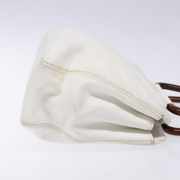 CHANEL COCO Mark Hand Bag Caviar Skin White Gold CC Auth BA5529