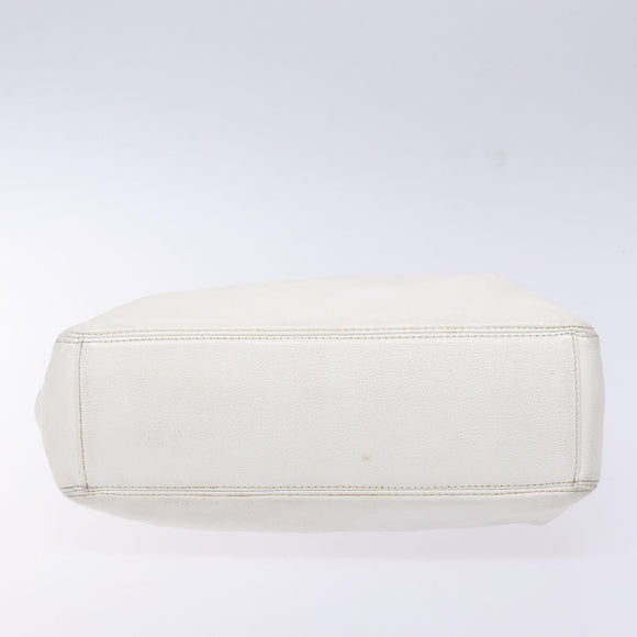 CHANEL COCO Mark Hand Bag Caviar Skin White Gold CC Auth BA5529