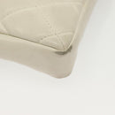 CHANEL Matelasse Chain Waist bag Lamb Skin White Gold CC Auth BA5530-16