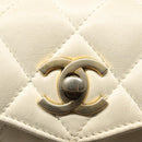 CHANEL Matelasse Chain Waist bag Lamb Skin White Gold CC Auth BA5530-19