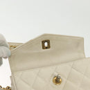 CHANEL Matelasse Chain Waist bag Lamb Skin White Gold CC Auth BA5530-20