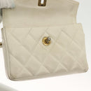 CHANEL Matelasse Chain Waist bag Lamb Skin White Gold CC Auth BA5530-21