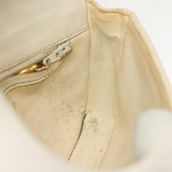 CHANEL Matelasse Chain Waist bag Lamb Skin White Gold CC Auth BA5530