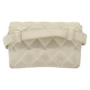 CHANEL Matelasse Chain Waist bag Lamb Skin White Gold CC Auth BA5530-2