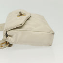 CHANEL Matelasse Chain Waist bag Lamb Skin White Gold CC Auth BA5530-4