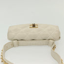 CHANEL Matelasse Chain Waist bag Lamb Skin White Gold CC Auth BA5530-6