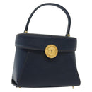 VALENTINO Hand Bag Leather Navy Gold Auth BA5531-1